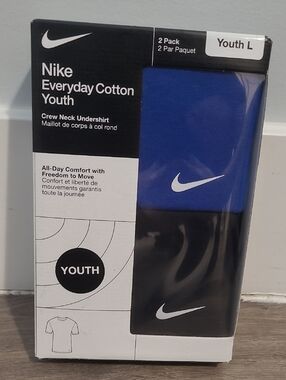 Nike Youth Cotton Crew Neck Undershirts – Blue & Black Pack
